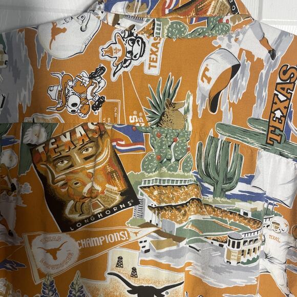 Vintage 90s Reyn Spooner UT Longhorns Shirt Men XL Orange NCAA Football Hawaiian - Picture 7 of 13